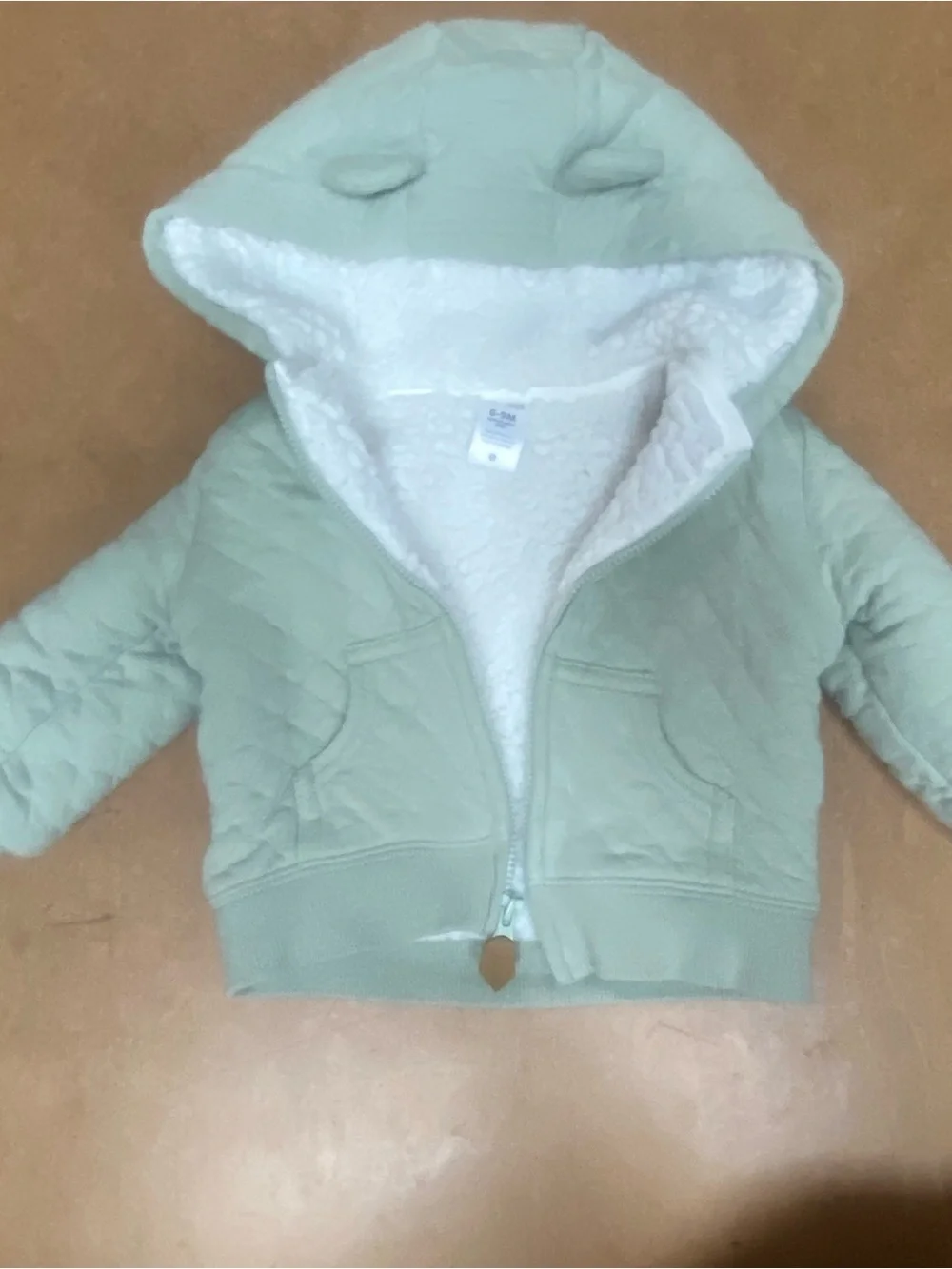 Carter's Mint Green Quilted Hooded Jacket with Sherpa Lining
